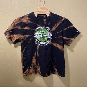 Men’s XXL NFL Seattle Seahawks Nike 2013 Ring Upcycled Bleached Tie Dye Shirt